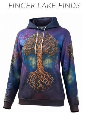 Vibrant Celtic Tree of Life Pullover Hoodie, XL